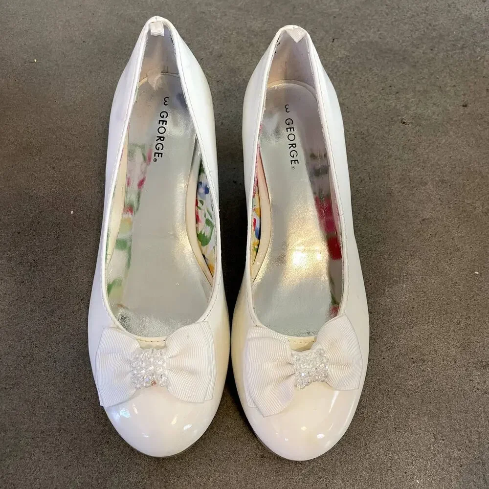 George White Formal Dress Shoes wedding Church shoes Youth Girls 3 NEW
